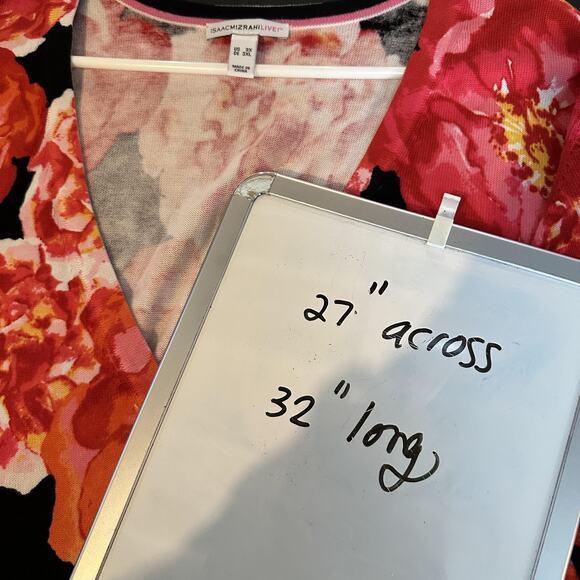 Isaac Mizrahi Live Cardigan Sweater Womens Plus 3X Black Red Floral Button Front - Picture 9 of 9